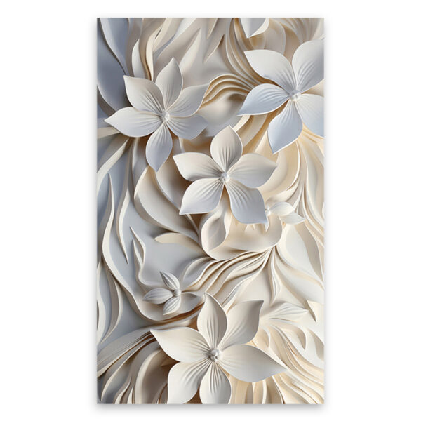 3D White Floral UV Decorative PVC Wall Panel for Feature Walls