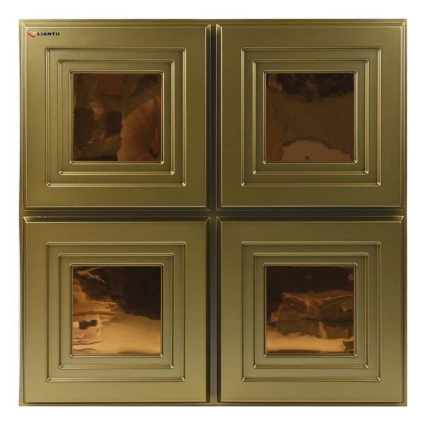 Champagne Gold Four-Square 3D PVC Decorative Wall Panel