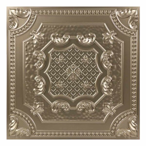 Champagne Silver Baroque Embossed 3D PVC Ceiling Panel