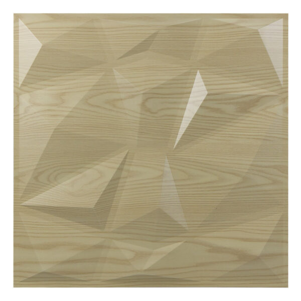 Light Wood Grain Faceted Geometric 3D PVC Wall Panel