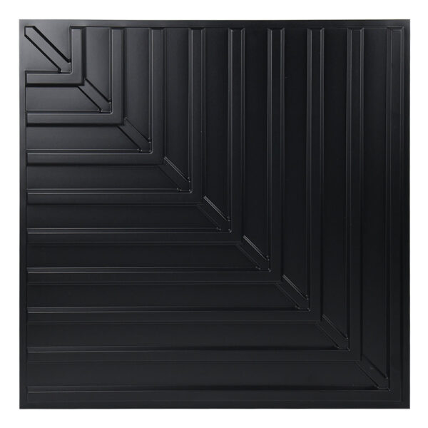 Matte Black Geometric Line 3D PVC Feature Wall Panel