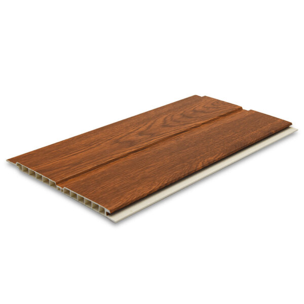 Teak Wood Grain Double Groove PVC Ceiling Panel for Home and Office