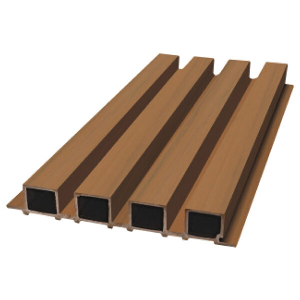 Exterior WPC Fluted Wall Cladding in wood-grain finish