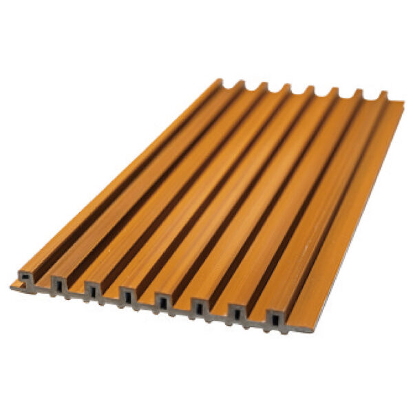 Golden Teak Linear Slat WPC Exterior Wall Cladding Panel