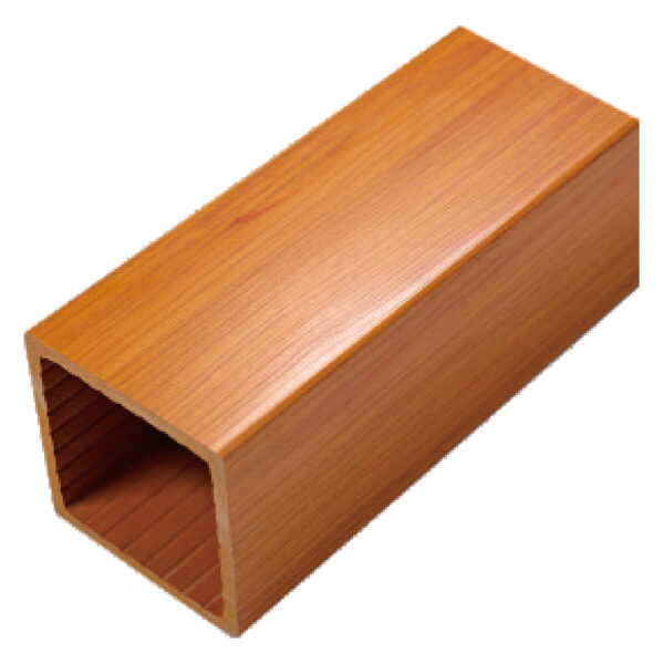 Golden teak wood grain WPC hollow square tube for outdoor architectural projects
