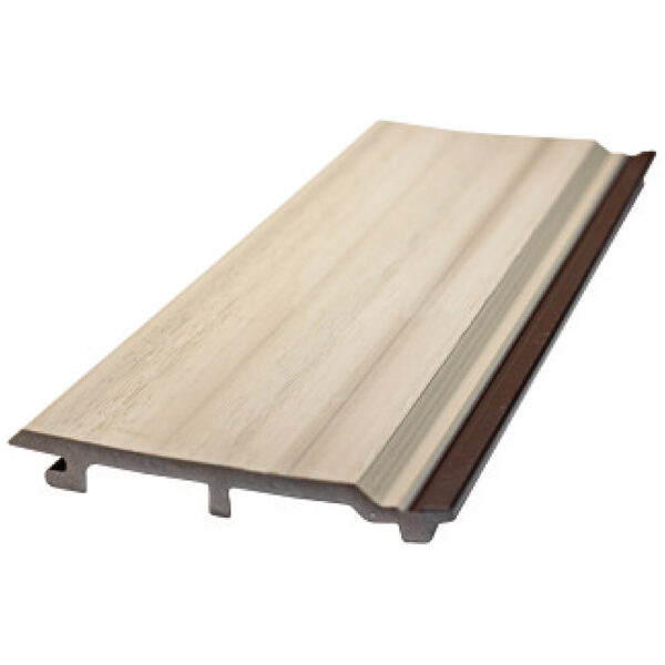 Light oak WPC exterior siding panel with interlocking profile