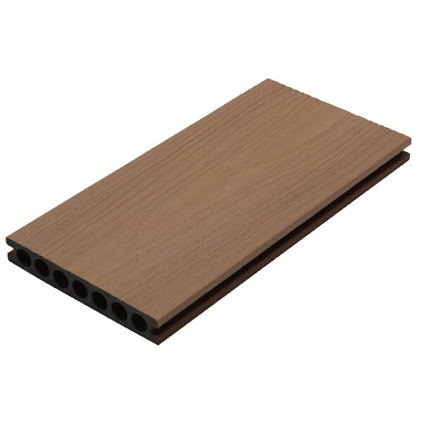 Light teak co-extrusion WPC decking board with hollow round-hole profile