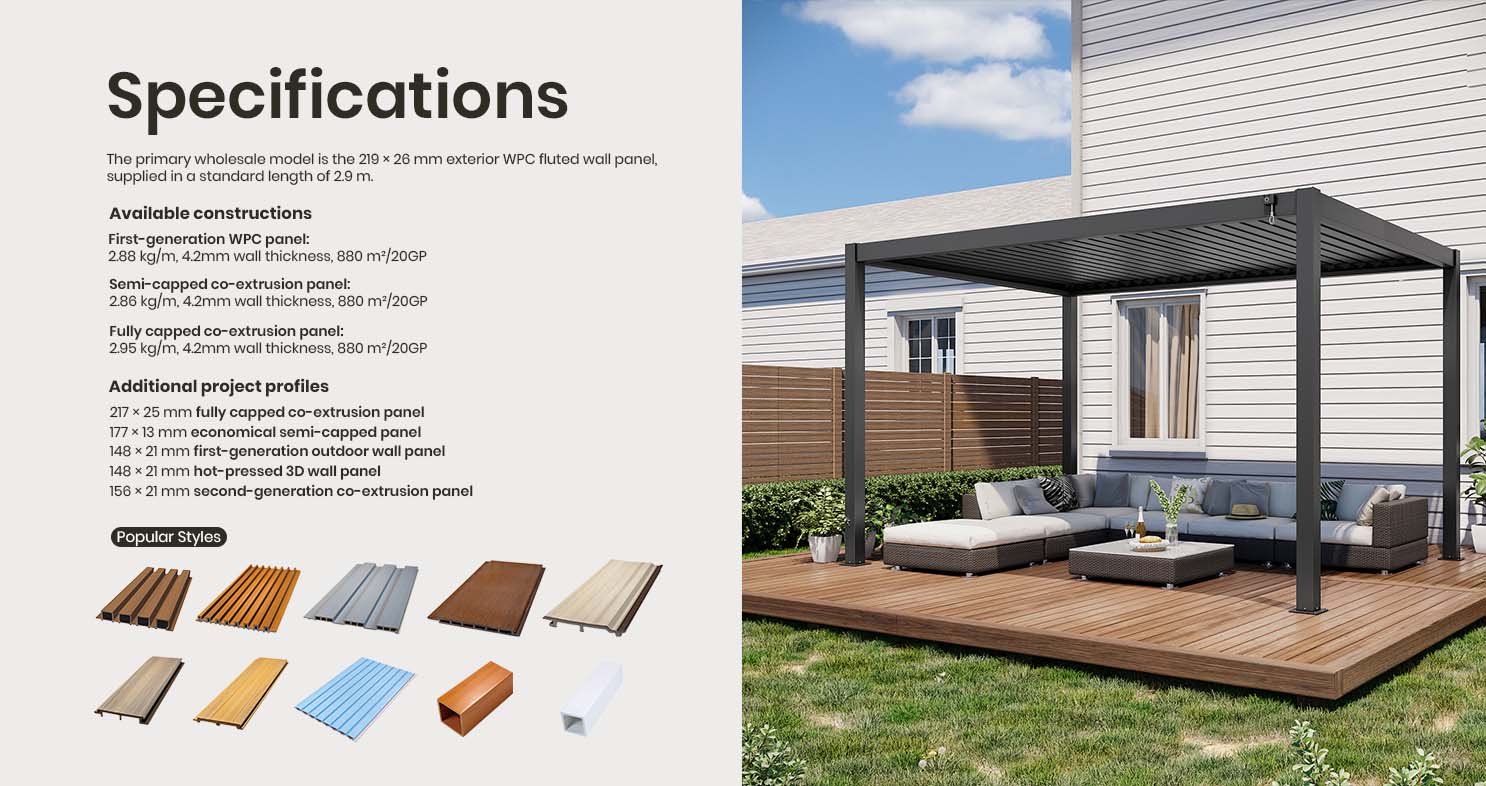 Outdoor WPC Wall Cladding Panel Sizes & Specifications