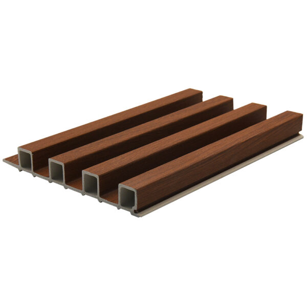 brown wood grain interior WPC fluted wall panel with hollow-core profile