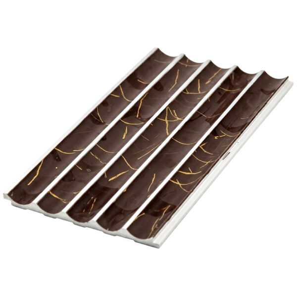 Dark brown marble concave fluted interior WPC wall panel