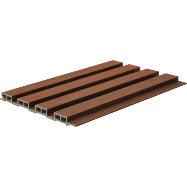 Brown wood grain four-slat interior WPC fluted wall panel