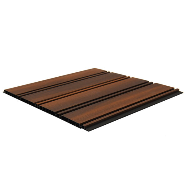 Dark brown wood grain wide-slat interior WPC wall panel