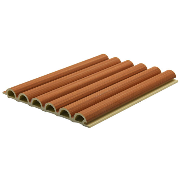 Light brown wood grain six-round-flute interior WPC wall panel