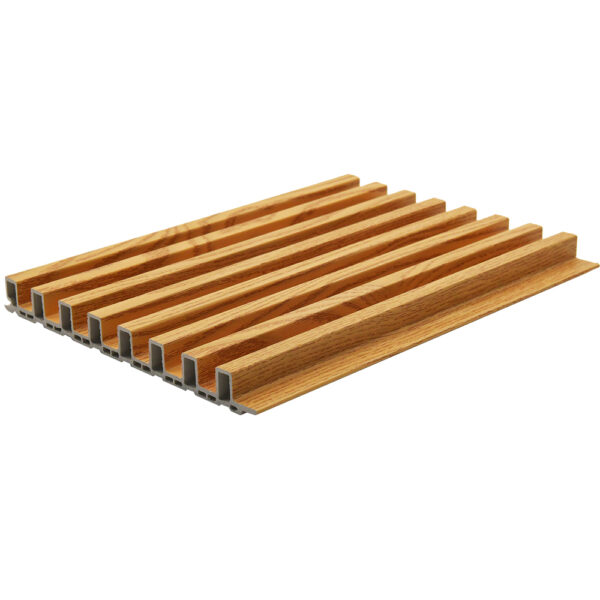 Light oak wood grain narrow-slat interior WPC fluted wall panel